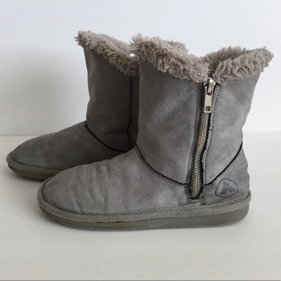 Airwalk Girls Boots Gray Faux Fur Lined Size 1 - Picture 4 of 8